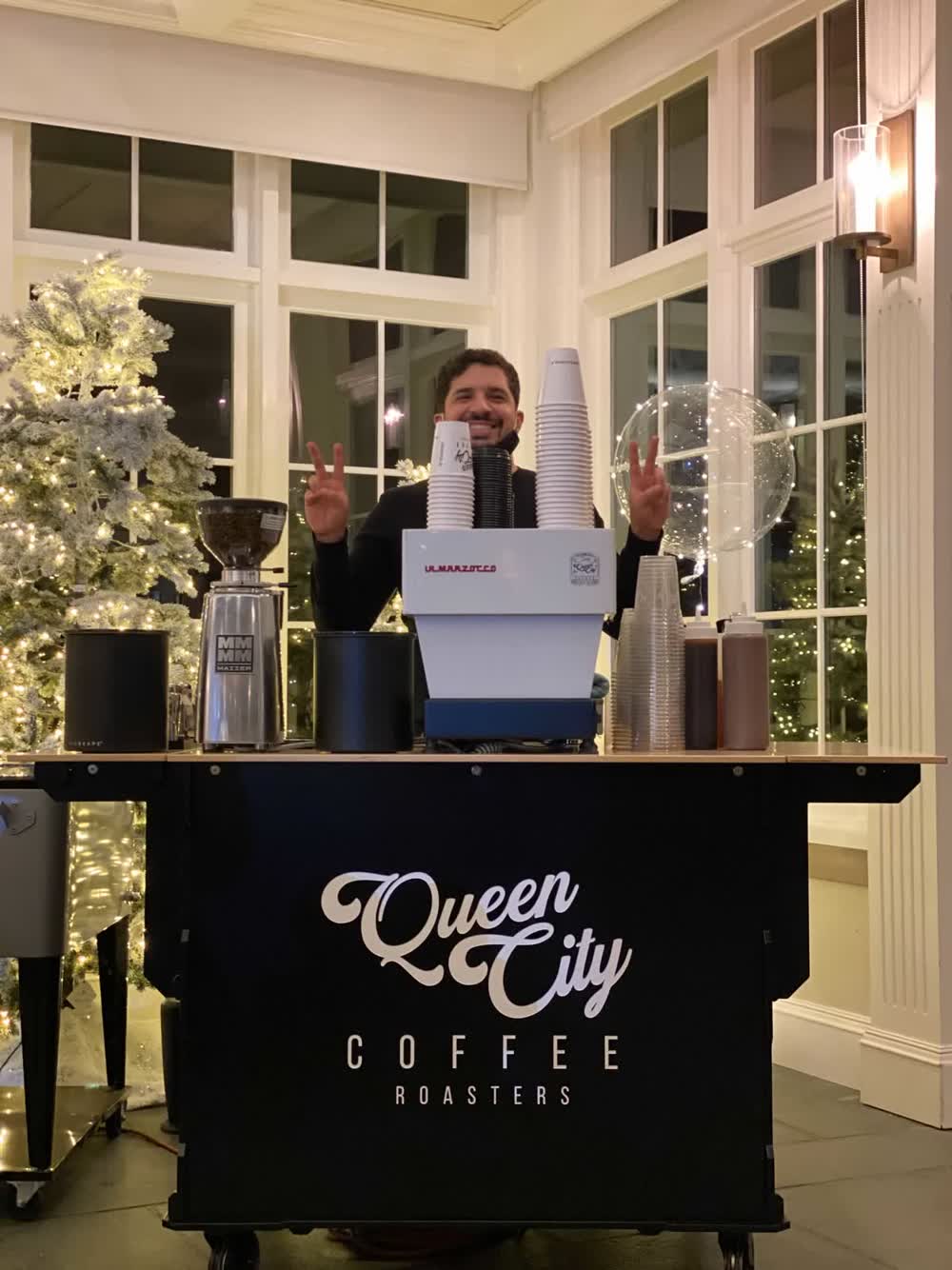 QC Coffee Cart at indoor event